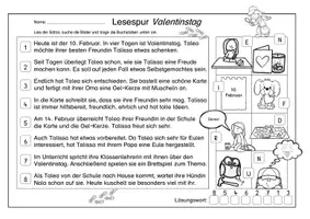 Vorschau - Arbeitsblätter - Mini-Lesespur Valentinstag (3-fach differenziert) - Seite 1