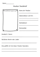 Vorschau - Arbeitsblätter - Musiker steckbrief - Deckblatt