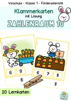 Vorschau - Arbeitsblätter - Mathe Klammerkarten, ZR 10, Vorschule, Klasse 1, Fördermaterial - Deckblatt