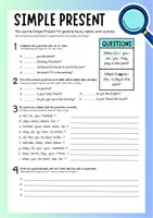 Vorschau - Arbeitsblätter - Simple Present - Fragen - Deckblatt