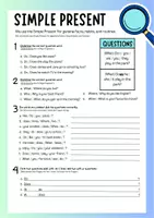 Vorschau - Arbeitsblätter - Simple Present - Fragen (differenziert) - Deckblatt