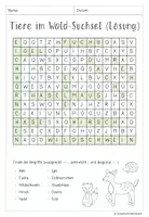 Vorschau - Arbeitsblätter - Tiere im Wald - Suchsel / Buchstabengitter - Seite 2