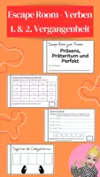 Vorschau - Stationenlernen - Escape Room - Präsens, Präteritum und Perfekt (Zeitform des Verbs) - Deckblatt