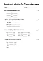 Vorschau - Test - Mathe: Lernkontrolle Rechnen im Tausenderraum - Seite 1