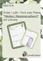 Vorschau - Arbeitsblätter - Probe zum Thema "Medien - Medienerziehung" LZK / Test (Sachunterricht Klasse 3/4) - Deckblatt