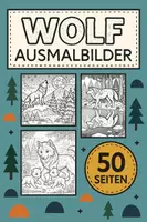 Vorschau - Mal- und Bastelvorlagen - Wolf Ausmalbilder (50 Malvorlagen) inkl. Stundenentwurf (PDF) - Deckblatt