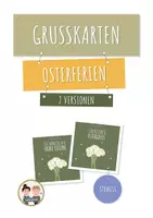 Vorschau - Bildkarten - Grußkarten zu Ostern – 2 Vorlagen mit Straußmotiv – Frühling basteln Grundschule Klasse 1–4 - Deckblatt
