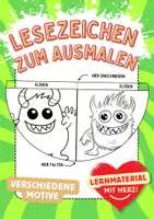 Vorschau - Mal- und Bastelvorlagen - Monster Lesezeichen Leseecke ausmalen Kunst basteln Ausmalbilder - Deckblatt