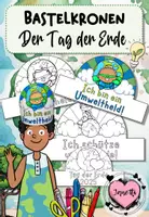 Vorschau - Mal- und Bastelvorlagen - Bastelkronen: Tag der Erde / Earth Day / Umweltschutz - Deckblatt