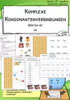 Vorschau - Arbeitsblätter - Komplexe Buchstabenverbindungen – Wörter mit ng richtig lesen und schreiben - Deckblatt
