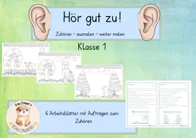 Vorschau - Arbeitsblätter - Materialpaket HÖR GUT ZU! zuhören, ausmalen, weiter malen - Deckblatt