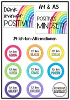 Vorschau - Mal- und Bastelvorlagen - Affirmationen Regenbogen | Spiegel Affirmationskarten | Klassenzimmer Deko Leuchtend bunt - Seite 1