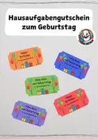 Vorschau - Anderer Materialtyp - Hausaufgabengutschein zum Geburtstag - Deckblatt