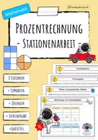 Vorschau - Arbeitsblätter - Stationenarbeit - PROZENTRECHNUNG - Deckblatt