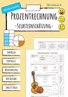 Vorschau - Arbeitsblätter - PROZENTRECHNEN Selbsteinschätzungsbogen - Deckblatt