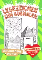 Vorschau - Arbeitsblätter - Ägypten Lesezeichen Buchzeichen Kunst basteln Ausmalbilder - Deckblatt