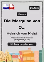 Vorschau - Test - Klausur „Die Marquise von O…“ von Heinrich von Kleist – Schwangerschaftsoffenbarung - Inkl. EWH - Deckblatt