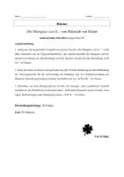 Vorschau - Test - Klausur „Die Marquise von O…“ von Heinrich von Kleist – Schwangerschaftsoffenbarung - Inkl. EWH - Seite 1