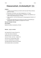 Vorschau - Arbeitsblätter - differenzierte Klassenarbeit Großstadtlyrik mit EWH - Seite 1