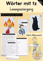 Vorschau - Arbeitsblätter - Lesespaziergang: Wörter mit tz - Deckblatt