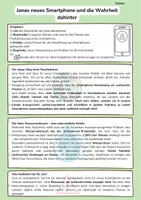 Vorschau - Arbeitsblätter - "Janas neues Smartphone und die Wahrheit dahinter" - Deckblatt