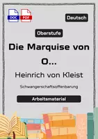 Vorschau - Arbeitsblätter - Arbeitsmaterial: Die Marquise von O… – Schwangerschaftsoffenbarung (mit Lösung) - Deckblatt