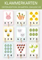Vorschau - Spiele - Oster-Klammerkarten – Zahlenraum 1-10 | Mathe für Kita & Vorschule | Lernspiel für Kinder | Osteraktivität - Deckblatt