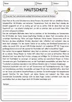 Vorschau - Arbeitsblätter - Hautschutz Biologie Arbeitsblätter mit Lösungen Lesetext - Seite 1