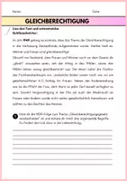Vorschau - Arbeitsblätter - Die Gleichberechtigung der Frau: Überblick - Deckblatt