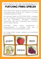 Vorschau - Spiele - Fruit – Obst Wortschatz Englisch | Matching Pairs Lernspiel 3.–4. Klasse - Seite 1