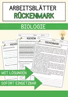Vorschau - Arbeitsblätter - Rueckenmark Biologie Arbeitsblätter mit Lösungen Lesetext - Deckblatt