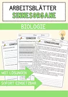 Vorschau - Arbeitsblätter - Sinnesorgane Biologie Arbeitsblätter mit Lösungen Lesetext - Deckblatt