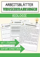 Vorschau - Arbeitsblätter - Viruserkrankungen Biologie Arbeitsblätter mit Lösungen Lesetext - Deckblatt