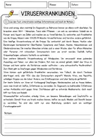 Vorschau - Arbeitsblätter - Viruserkrankungen Biologie Arbeitsblätter mit Lösungen Lesetext - Seite 1