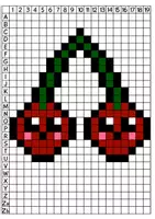 Vorschau - Mal- und Bastelvorlagen - Pixelkunst Freche Früchtchen, Kunst Grundschule - Seite 1