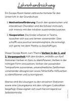 Vorschau - Stationenlernen - Escape Room - Präsens, Präteritum und Perfekt (Zeitform des Verbs) - Seite 1