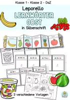 Vorschau - Arbeitsblätter - Obst Lernwörter, Leporello, Klasse 1, 2, DaZ, Silbenschrift - Deckblatt
