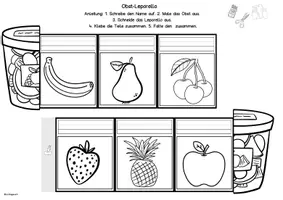 Vorschau - Arbeitsblätter - Obst Lernwörter, Leporello, Klasse 1, 2, DaZ, Silbenschrift - Seite 1