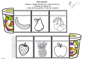 Vorschau - Arbeitsblätter - Obst Lernwörter, Leporello, Klasse 1, 2, DaZ, Silbenschrift - Seite 2