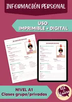 Vista previa - Hojas de trabajo - INFORMACIÓN PERSONAL en ESPAÑOL (fichas de trabajo) - Portada