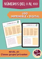 Vista previa - Hojas de trabajo - LOS NÚMEROS en ESPAÑOL 0-100 (fichas de trabajo) - Portada