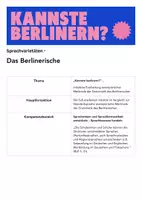 Vorschau - Stundenentwürfe - Sprachvarietäten - Das Berlinerische - Deckblatt