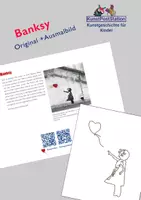Vorschau - Mal- und Bastelvorlagen - Banksy Ausmalbild - Deckblatt