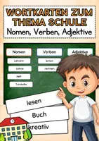 Vorschau - Präsentationen/Tafelbilder - SCHULE - Nomen, Verben, Adjektive (Wortarten üben) - Deckblatt