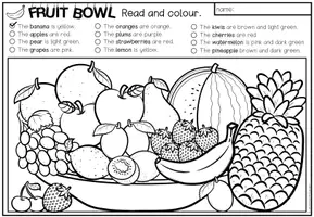 Vorschau - Arbeitsblätter - FRUIT - Read and Colour (2-fach differenziert) - Seite 1