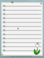 Vorschau - Arbeitsblätter - Briefpapier "Frühling" - Lineatur - 4 Versionen - Seite 2