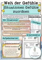 Vorschau - Arbeitsblätter - Situationen Gefühle zuordnen (50+ Situationen, Aufgabenkarten, Arbeitsblätter) - Deckblatt