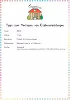Vorschau - Merkblätter - Erlebniserzählung: Merkblatt (Satzanfänge & Aufsatz) - Deutsch - Kl. 3/4 - Seite 1