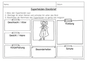 Vorschau - Arbeitsblätter - Bildbeschreibung Superhelden - Seite 1