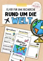 Vorschau - Arbeitsblätter - Recherche Länder | Rund um die Welt | Flyer | Arbeitsblatt - Deckblatt
